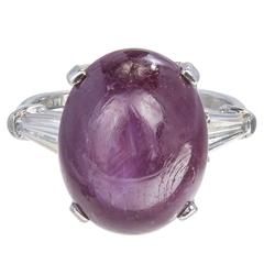 Natural GIA Cert Star Ruby Diamond Platinum Ring 7