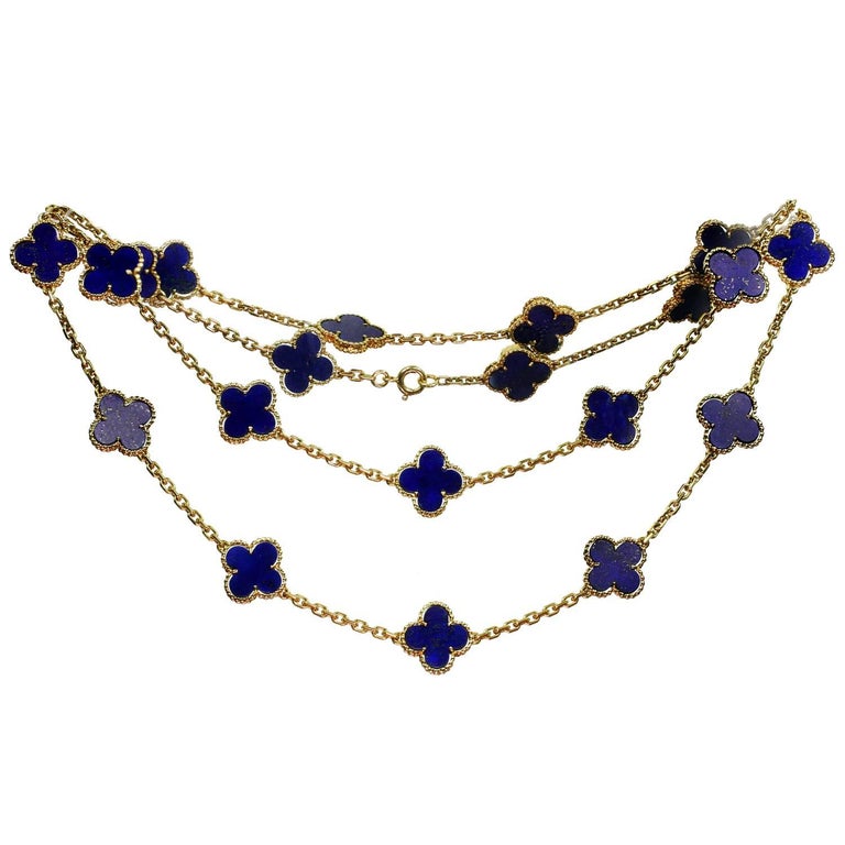 Van Cleef and Arpels Alhambra Lapis Lazuli Gold 20 Motif Necklace at ...