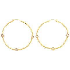 Polki Diamond gold Hoop Earrings