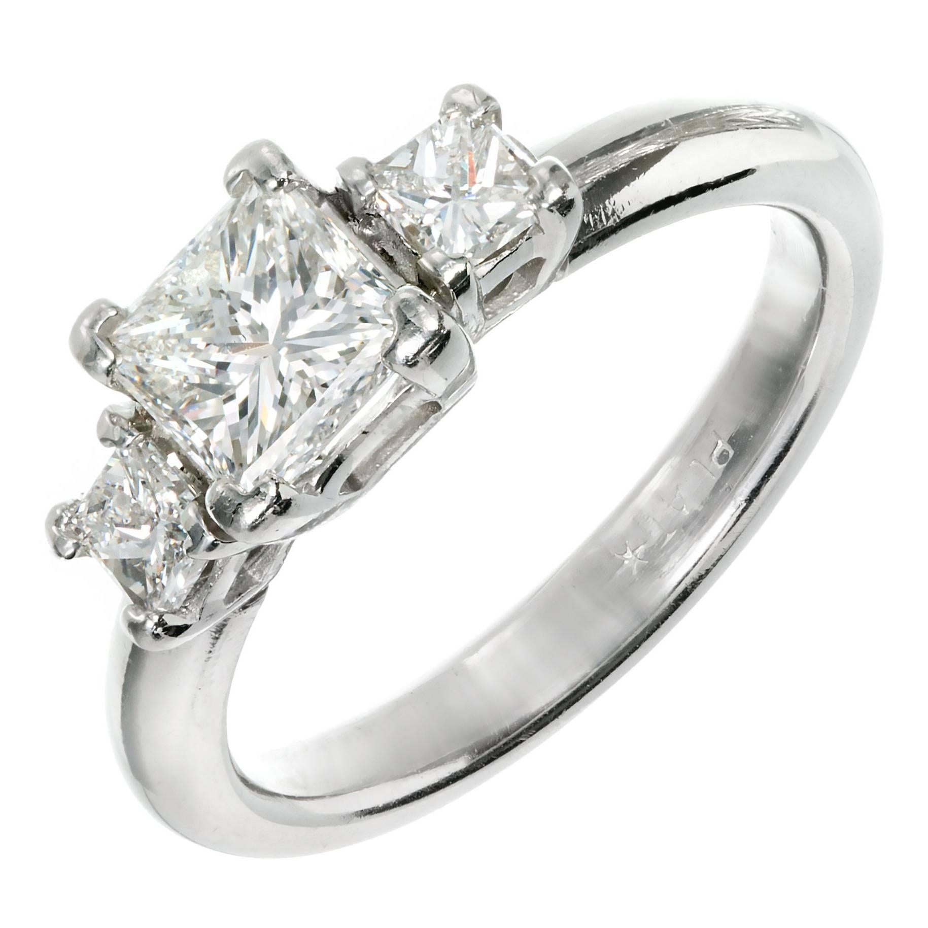 1.12 Carat Diamond Three-Stone Platinum Engagement Ring