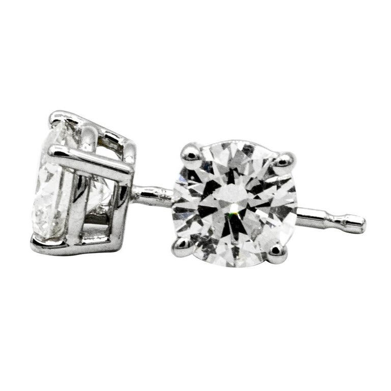 91 Carat Diamond Stud Earrings In 14 Karat White Gold For At 91 Carat Diamond Stud Earrings In 14 Karat White Gold For