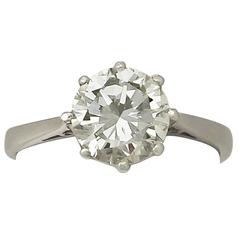 1990s and Contemporary 1.95 Carat Diamond and Platinum Solitaire Ring 11
