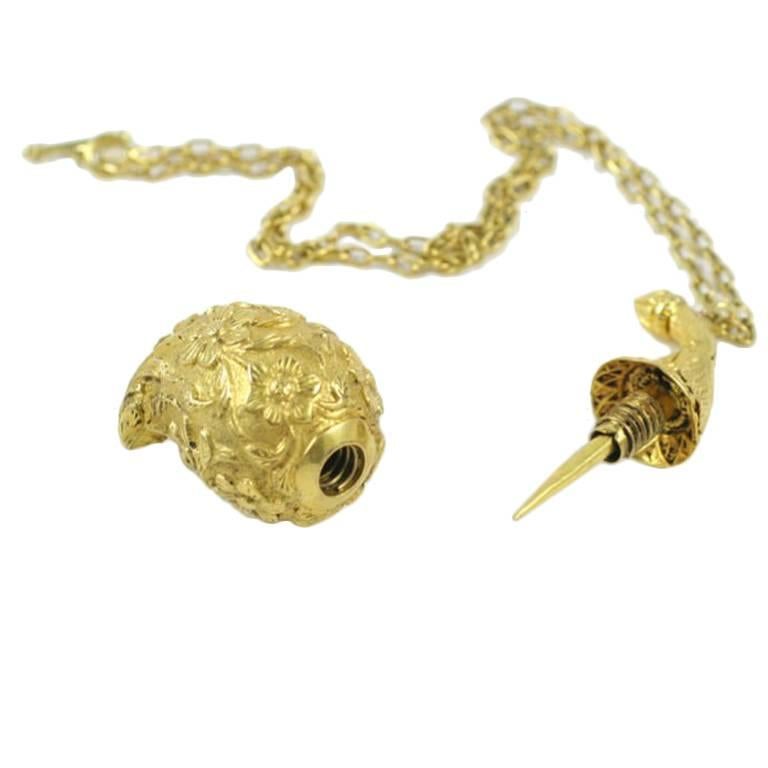 Gold Make-Up Pendant on Necklace For Sale