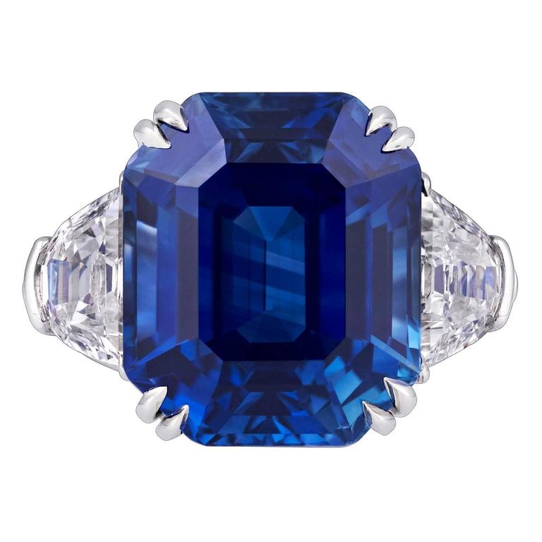 18.50 Carat Untreated Kashmir Sapphire Diamond Platinum Ring at 1stDibs ...