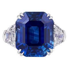 18.50 Carat Untreated Kashmir Sapphire Diamond Platinum Ring