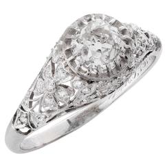 Edwardian 1.31 Carat GIA Certified Mine Cut Diamond Platinum Engagement Ring 9