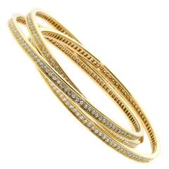 Cartier Diamond Gold Trinity Bangle Bracelet