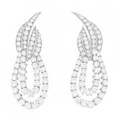 Fred Paris 10 Carat Total Weight Diamond Chandelier Platinum Earrings