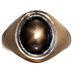 Robert Vogelsang 11.66 Carat Black Star Sapphire Cabochon Rose Gold Ring