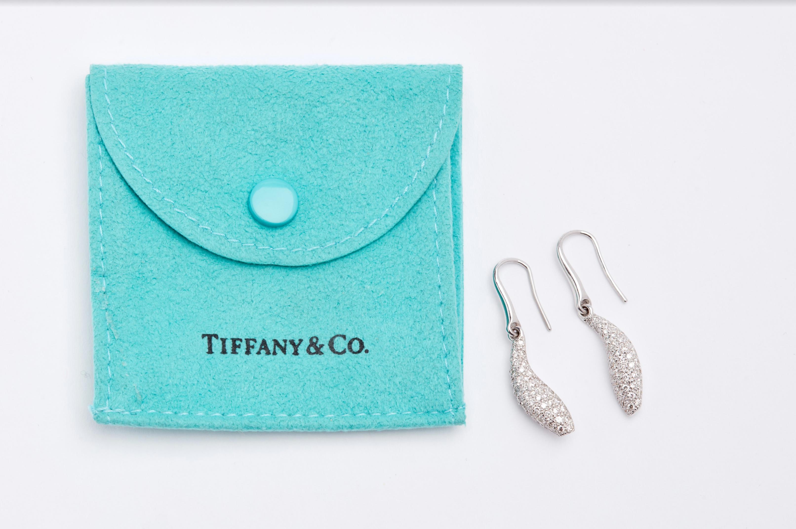 18 Karat White Gold Tiffany & Co. Frank Gehry Fish Drop Diamond Earrings 1