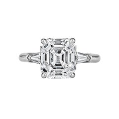 Art Deco Asscher Cut GIA Cert  3.72 carat Diamond  Engagement Ring