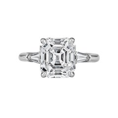 Art Deco Asscher Cut GIA Cert 3.72 carat Diamond Engagement Ring 9