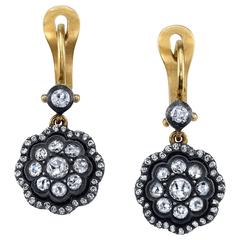 Diamond Gold Cluster Dangle Earrings