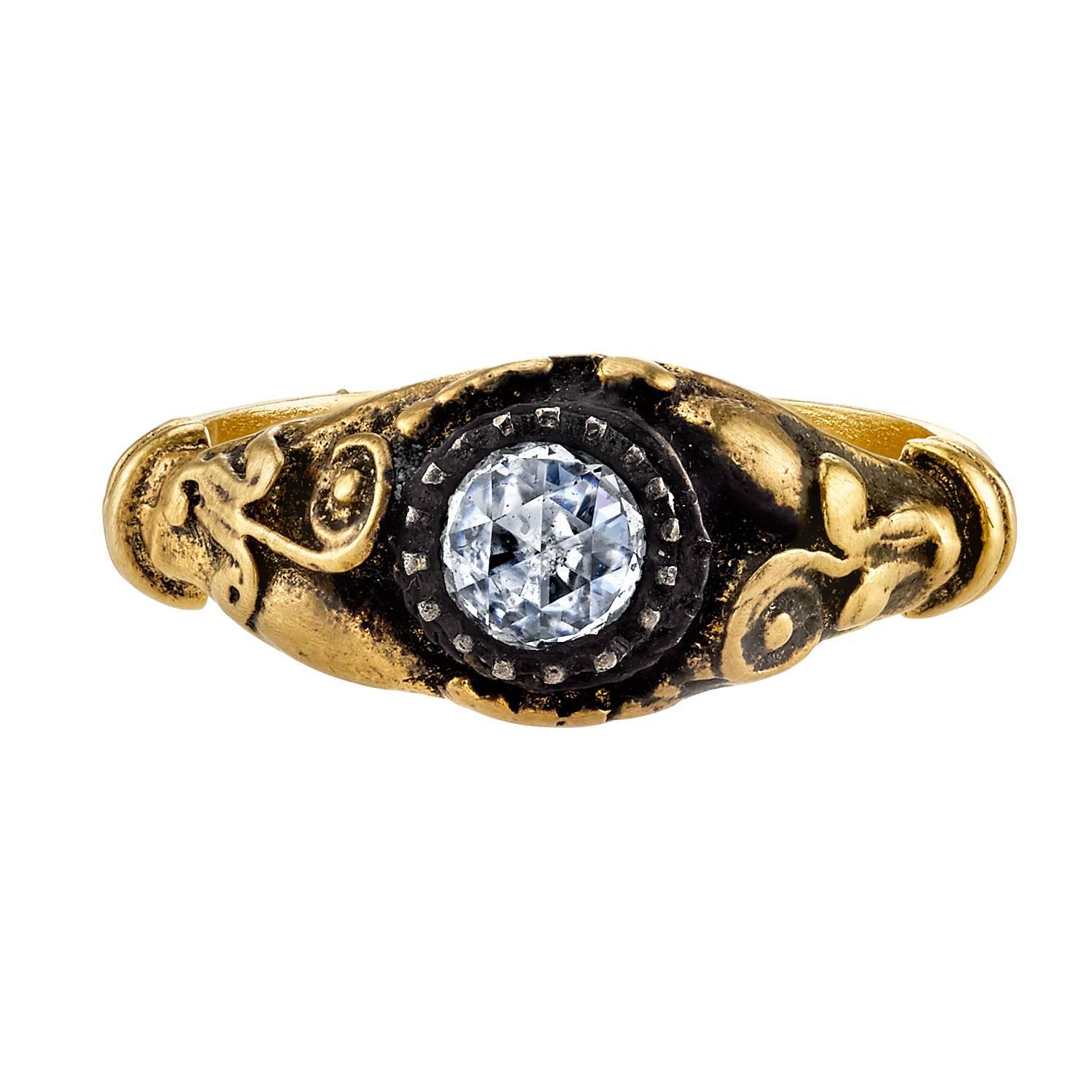 Edwardian Rose Cut Diamond Gold Ring For Sale