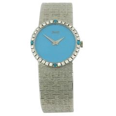 Piaget Ladies White Gold Diamond Turquoise Dial Watch/Wristwatch