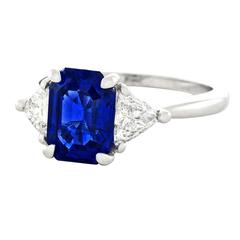 Cartier No-Heat Burma Sapphire Diamond Engagement Ring AGL 10