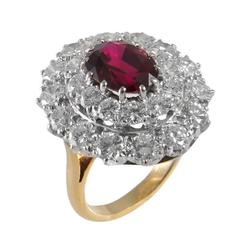 Ruby Diamonds Gold Platinum Dome Cocktail Ring