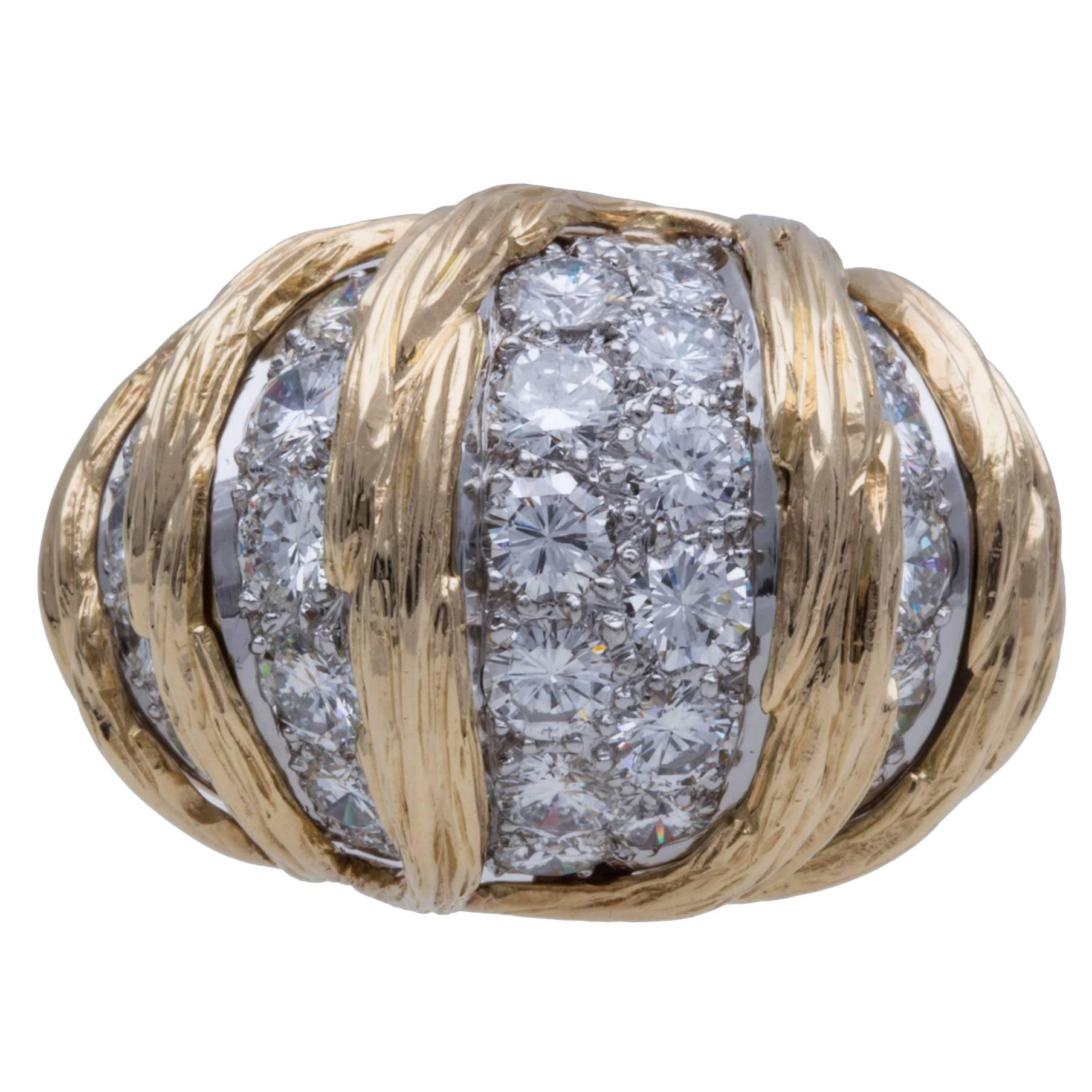 Van Cleef & Arpels Diamond Pave Gold Ring For Sale