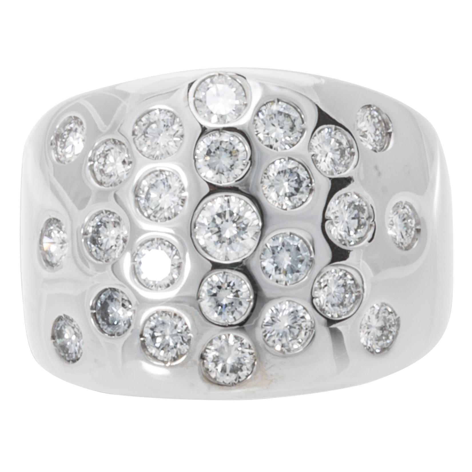 Hermès Diamond Gold Band Ring For Sale