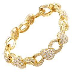 Boucheron - Bracelet à maillons en or jaune et diamants en forme de cœur