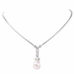 Baroque pearl Diamond gold Pendant Necklace 4