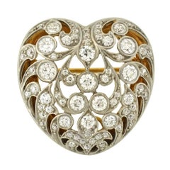 Antique TIFFANY & CO. Edwardian Diamond & Gold Heart Pin/Pendant