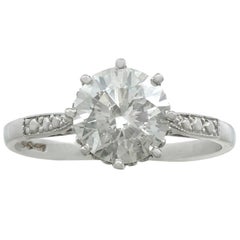1960s Vintage and Contemporary 1.85 Carat Diamond and Platinum Solitaire Ring