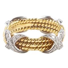 Tiffany & Co. Schlumberger Diamond Gold Platinum Band Ring