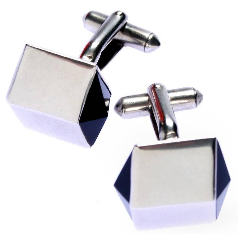 Antonio Pineda  Modernist Geometric Sterling Silver Cufflinks For Sale
