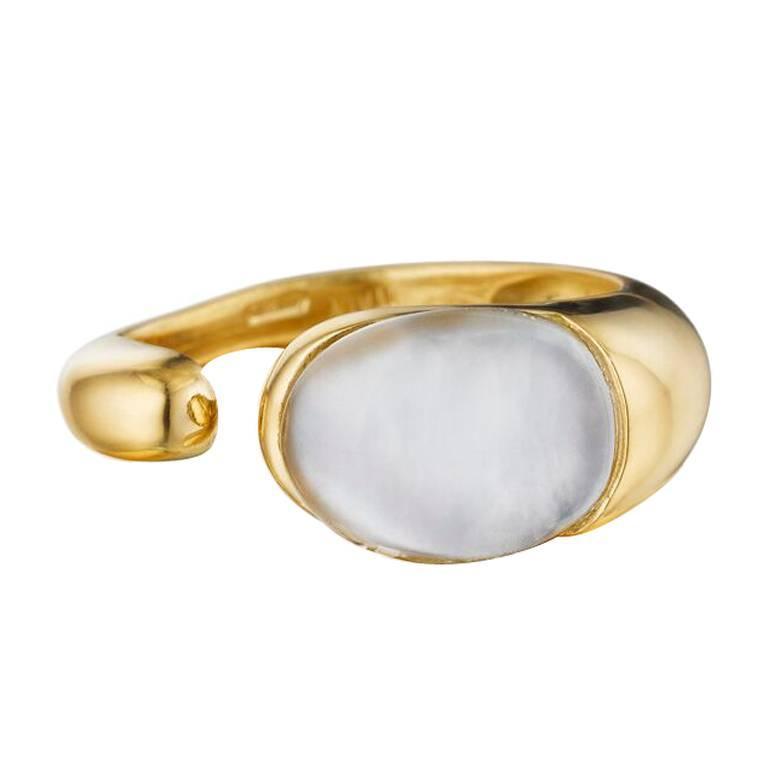 Faraone Mennella Rock Crystal Mother-of-Pearl Gold Gocce Ring For Sale