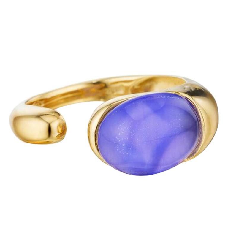 Faraone Mennella Gocce Blue Agate Gold Ring For Sale