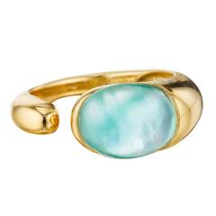 Gocce Rock Crystal Green Gold Ring