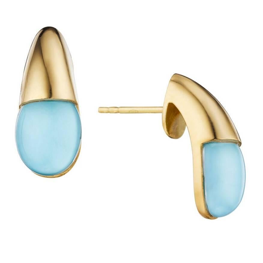 Faraone Mennella Gocce Cabochon Turquoise Gold Earrings For Sale