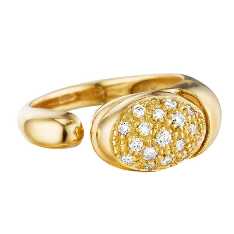 Faraone Mennella Diamond Gold Gocce Ring  For Sale