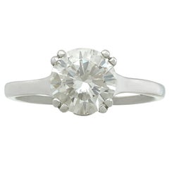 1980s 1.72 Carat Diamond and Contemporary Platinum Solitaire Ring 1