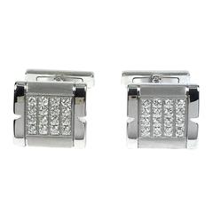 Cartier Tank Francaise Diamond Gold Cufflinks