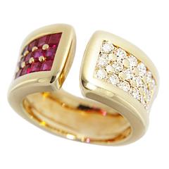 Jona Ruby White Diamond 18 Karat Yellow Gold Band Ring