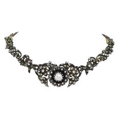 Antique Silver over Gold Diamond Necklace-Bracelet