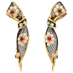 Piaget ruby emerald diamond gold Ear Clips 10
