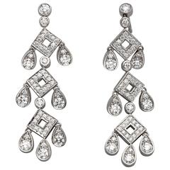 1990s Tiffany & Co. Diamond Platinum Pagoda Earrings