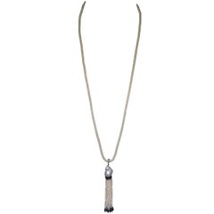 Seed Pearl Rope Sautoir with Pearl and Onyx Tassel by Marina J