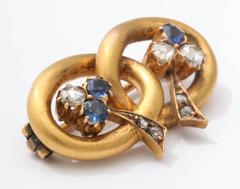 1910 Soloviev Russian Sapphire Diamond Gold Pin, St. Petersburg