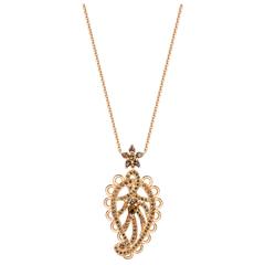 Ana De Costa Rose Gold Pear Round Cognac Diamond Paisley Drop Chain Pendant