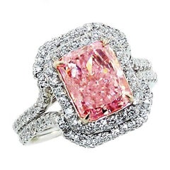 3.02 Carat Natural Pink Diamond Ring 10