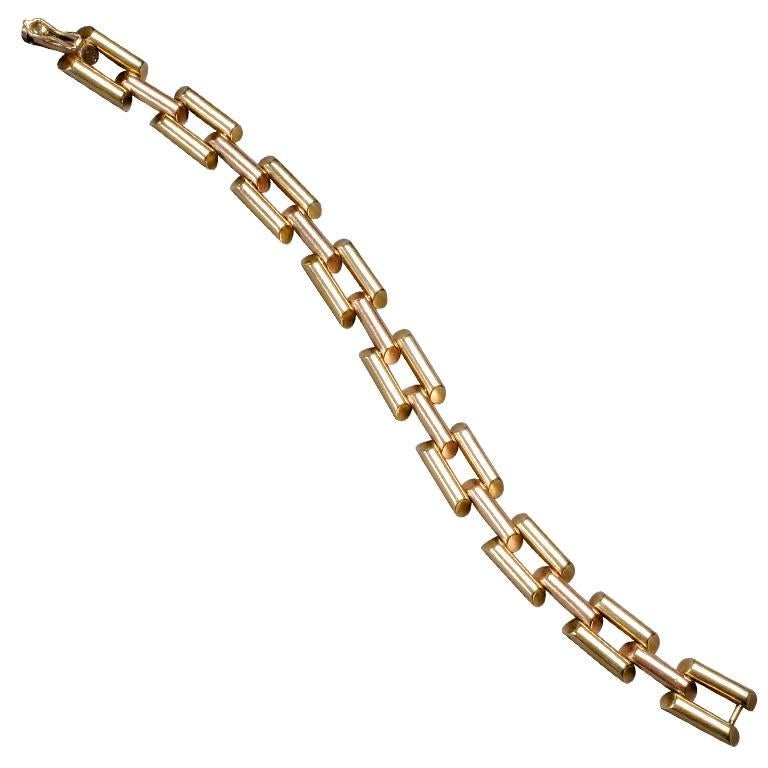 1950s Retro Two Color Gold Link Bracelet