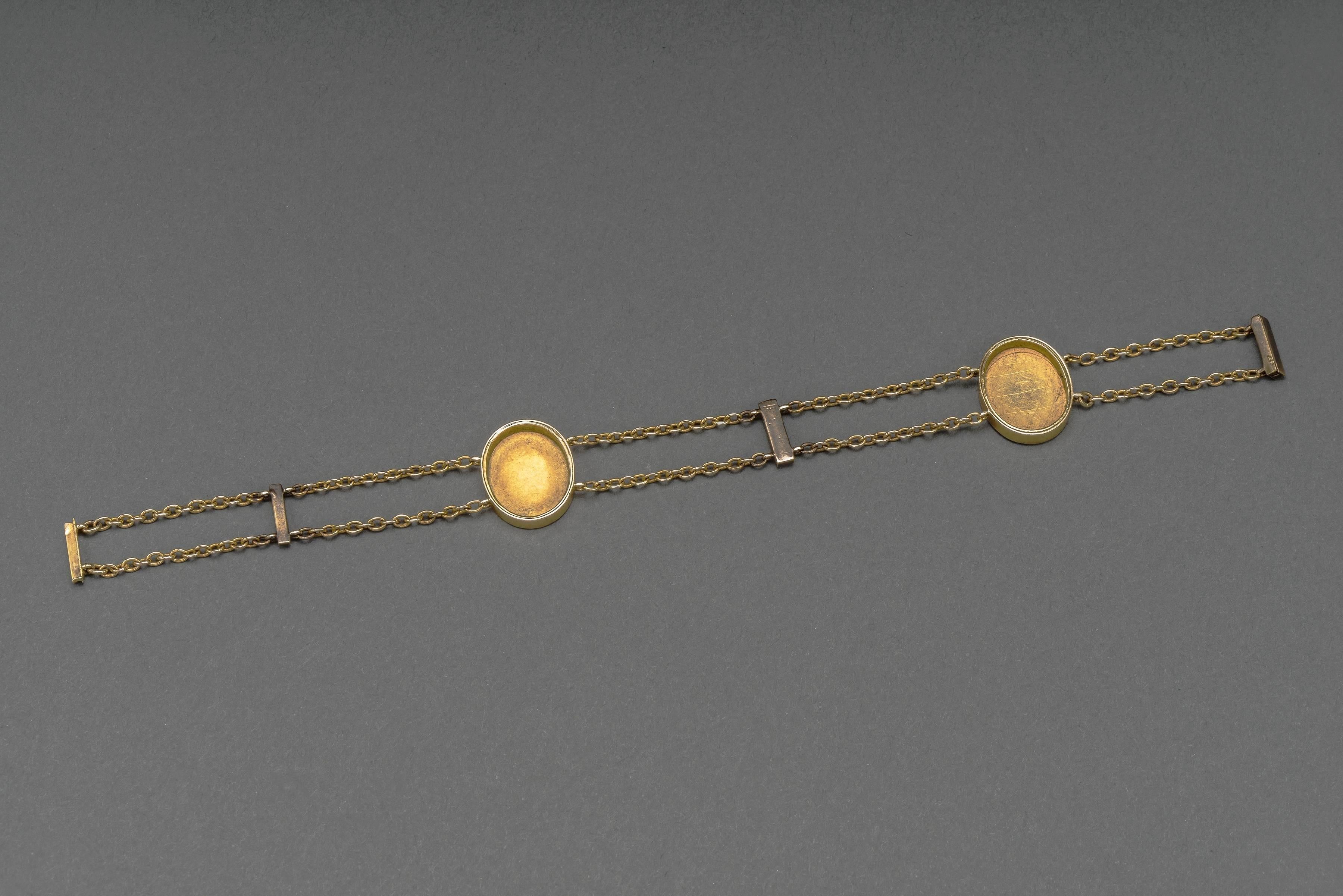 French Limoges Enamel Diamond Gold Bracelet, 19th Century  2