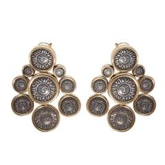 Marina B Donatella 1987 Silver Coin Gold Drop Earrings 11