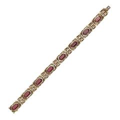 Bulgari Pink Tourmaline Gold Link Bracelet