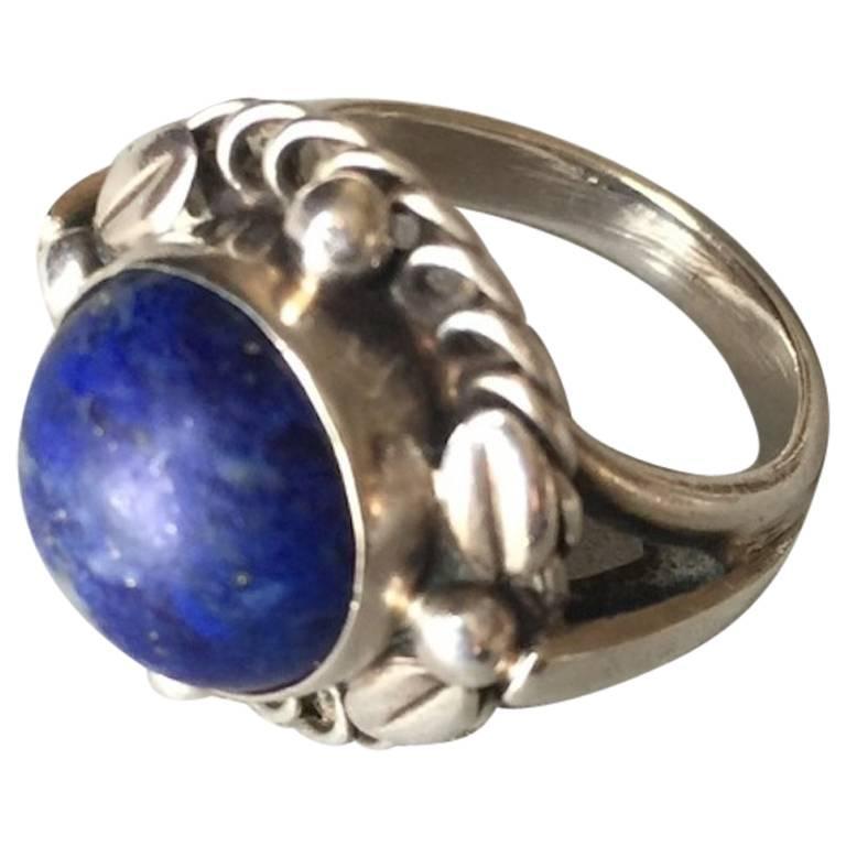 Georg Jensen Sterling Silver Ring No. 1 with Lapis Lazuli at 1stDibs