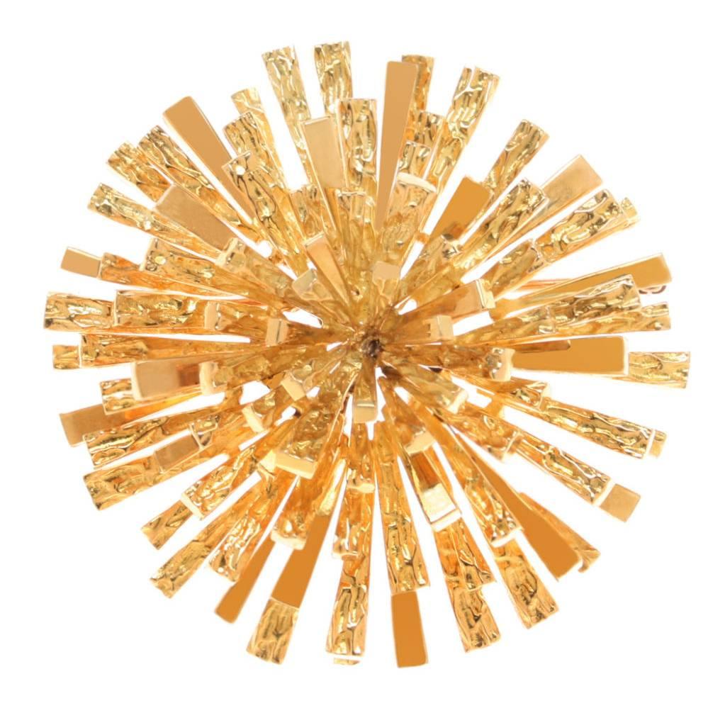 Tiffany & Co. Large Sunburst Gold Brooch Pendant For Sale